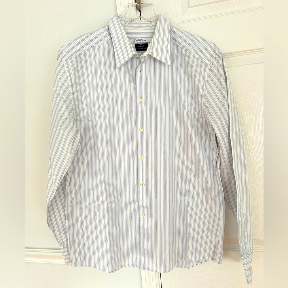 Versace Collection Trend slim dress Shirt Light Blue Striped Size 43 button down